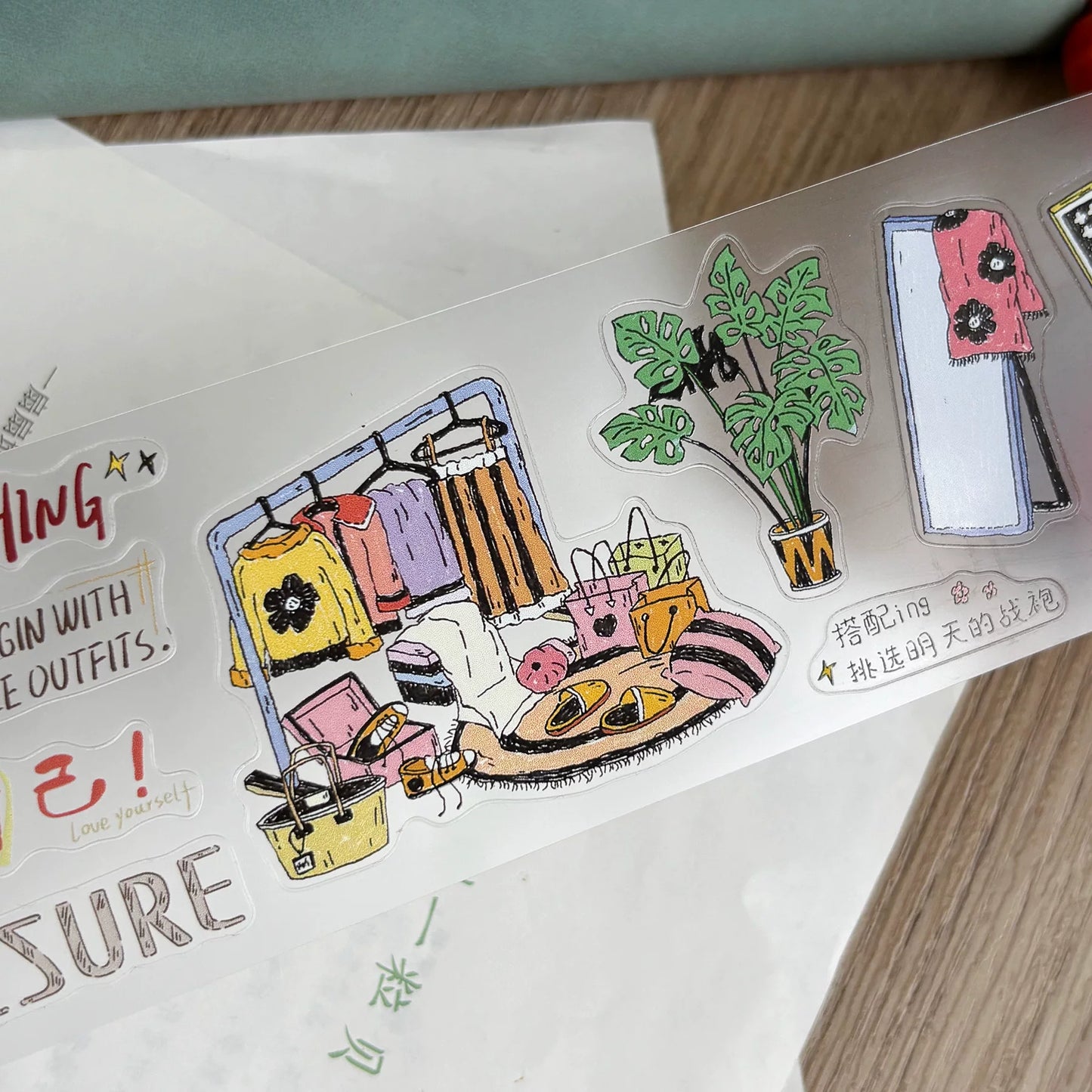 ZiYuanSu【Gentle Daily Routine】Text Background Scene Pre-cut Washi PET Tape