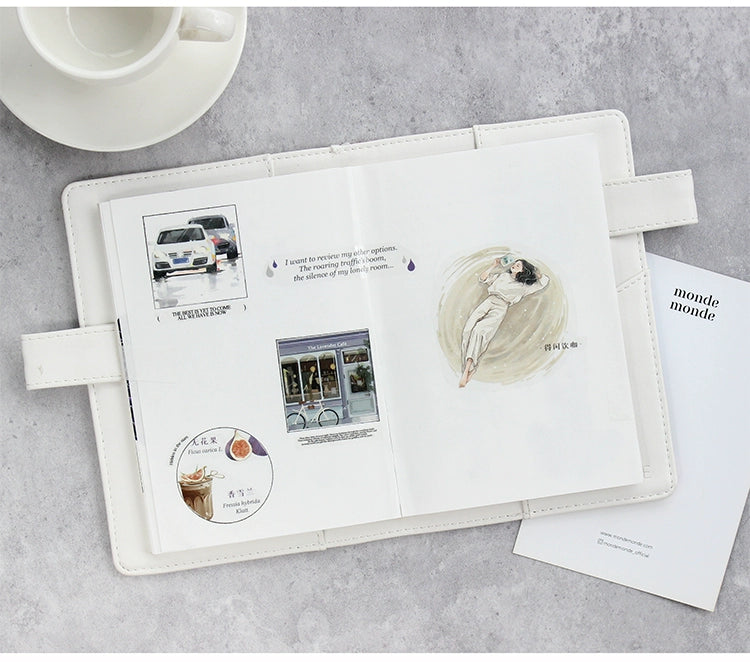 Moodtape【Leisurely Drinking Coffee】Coffee Shop Washi Tape Stickers for DIY Decorative Materials,Scrapbook Supplies,Junk Journal