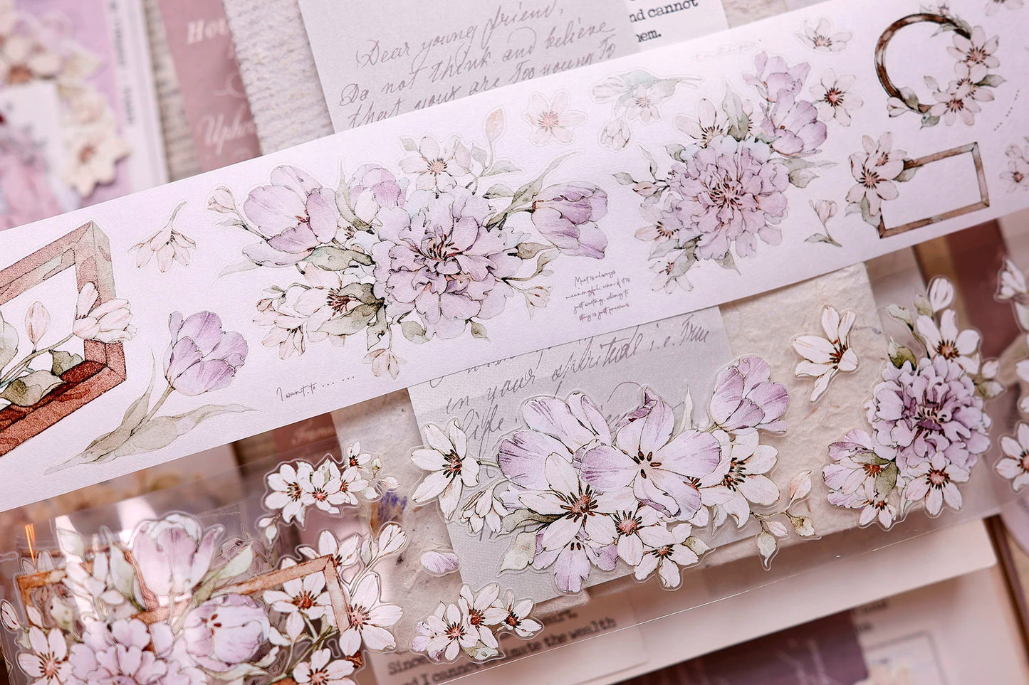 XiaoBaiJia Salt Series【Smoky Purple】Pre-cut Orginal Design Washi/Pet Tape Light Retro Stickers