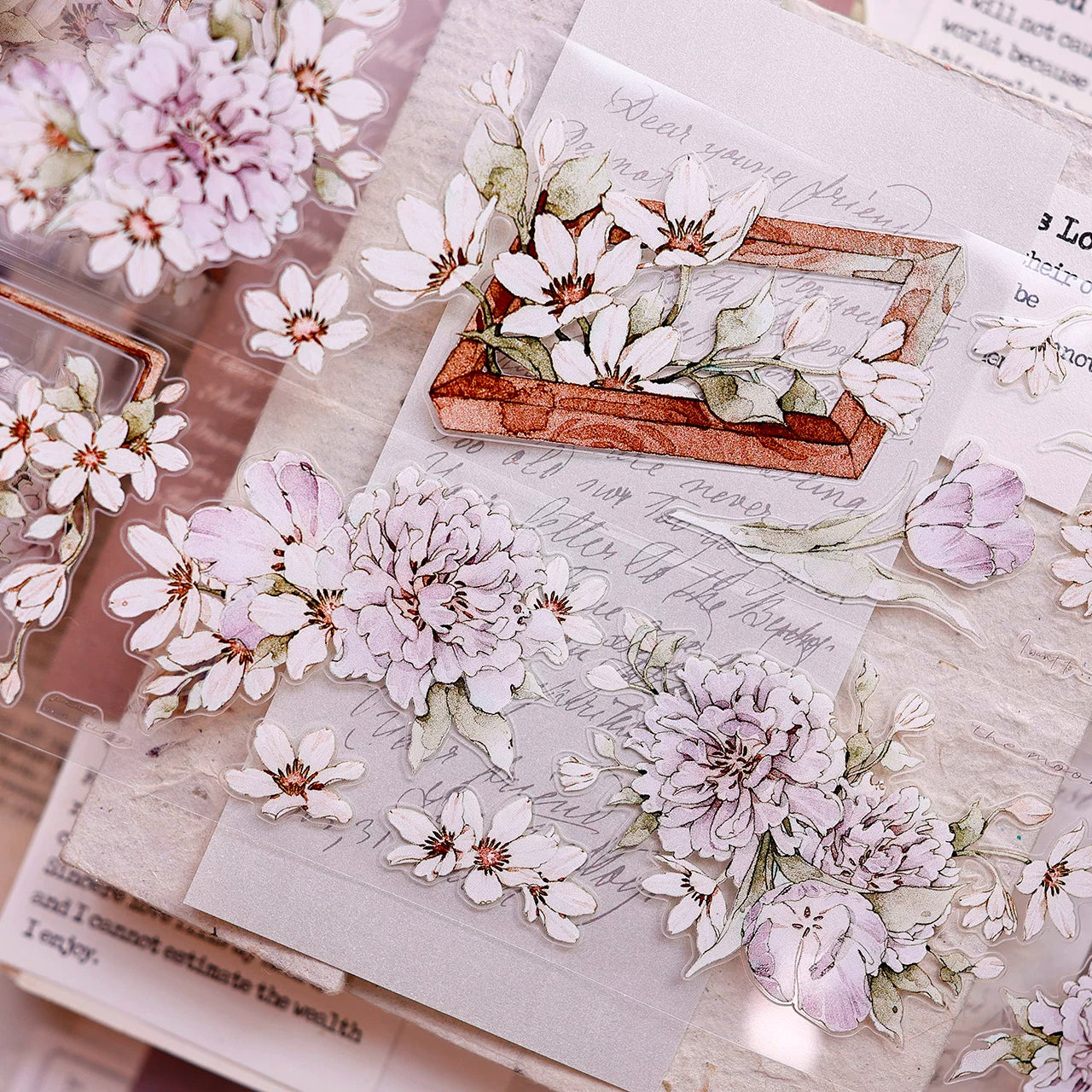 XiaoBaiJia Salt Series【Smoky Purple】Pre-cut Orginal Design Washi/Pet Tape Light Retro Stickers