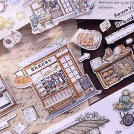 XiaoBaiJia Minimalist Style【Small Shops Street】Market Street,Orginal Design Washi Pet Tape Landscape Stickers