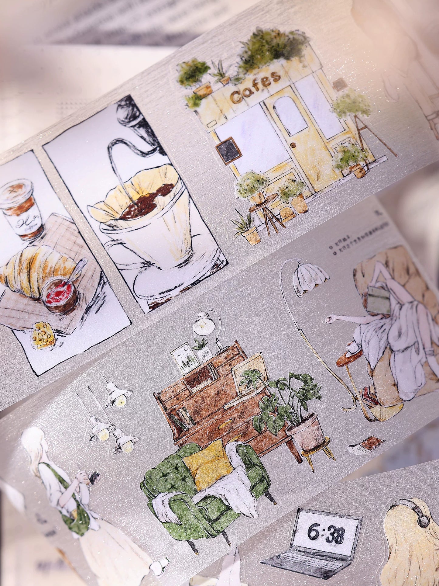 XiaoBaiJia Salt Series【A Person's Daily Routine】Pre-cut Orginal Design Washi/Pet Tape Light Retro Stickers