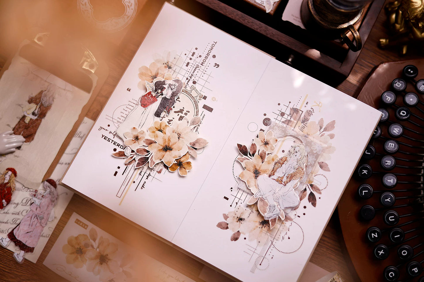 XiaoBaiJia Salt Series【Shadow Serenade】Pre-cut Orginal Design Washi/Pet Tape Light Retro Stickers