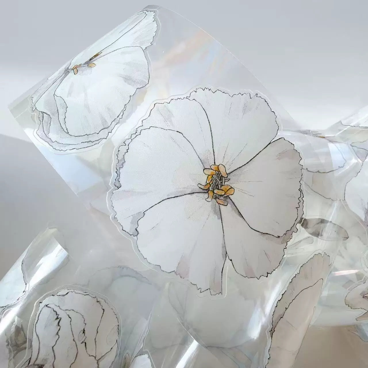 Kaixiaoxun Vol12【Plain White】 Pre-Cut Long Loop Washi/Matte PET Tape for Scrapbook Supplies,Junk Journal Supplies