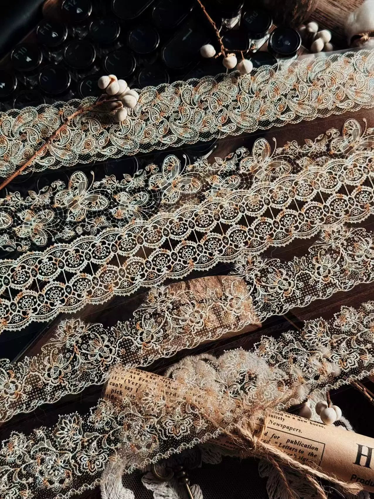 Linlanxi Vol13【Vintage Lace Trim】Original Design Retro Broken Paper Bookkeeping Washi Pet Tape