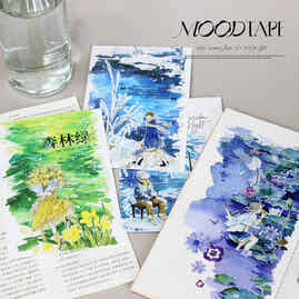 Moodtape【Yixi New Green】Grassland Landscap Original Design Washi/Pet Tape Stickers,for Scrapbook Supplies,Scrapbook Tape Stickers,Junk Journal Supplies