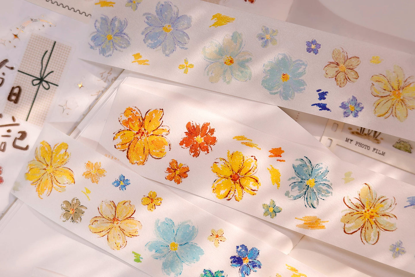 XiaoBaiJia Salt Series【Shallow Salt Flower Town】Pre-cut Orginal Design Flora Washi/Pet Tape Light Retro Stickers
