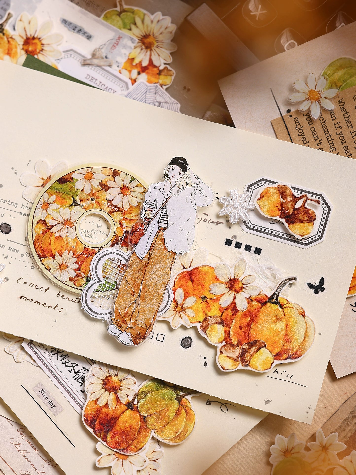 XiaoBaiJia Minimalist Style【Free Wind】Light Retro Orginal Design Washi Pet Tape Landscape Stickers