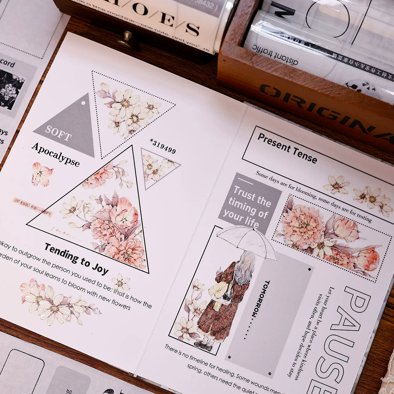 XiaoBaiJia Salt Series【Blank Line Frame】Pre-cut Orginal Design Washi/Pet Tape Light Retro Stickers