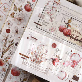 XiaoBaiJia【Fall Colors】Orginal Design Washi/Pet Tape Light Retro Landscaping Stickers,for Scrapbook Supplies,Scrapbook Tape Stickers,Junk Journal Supplies