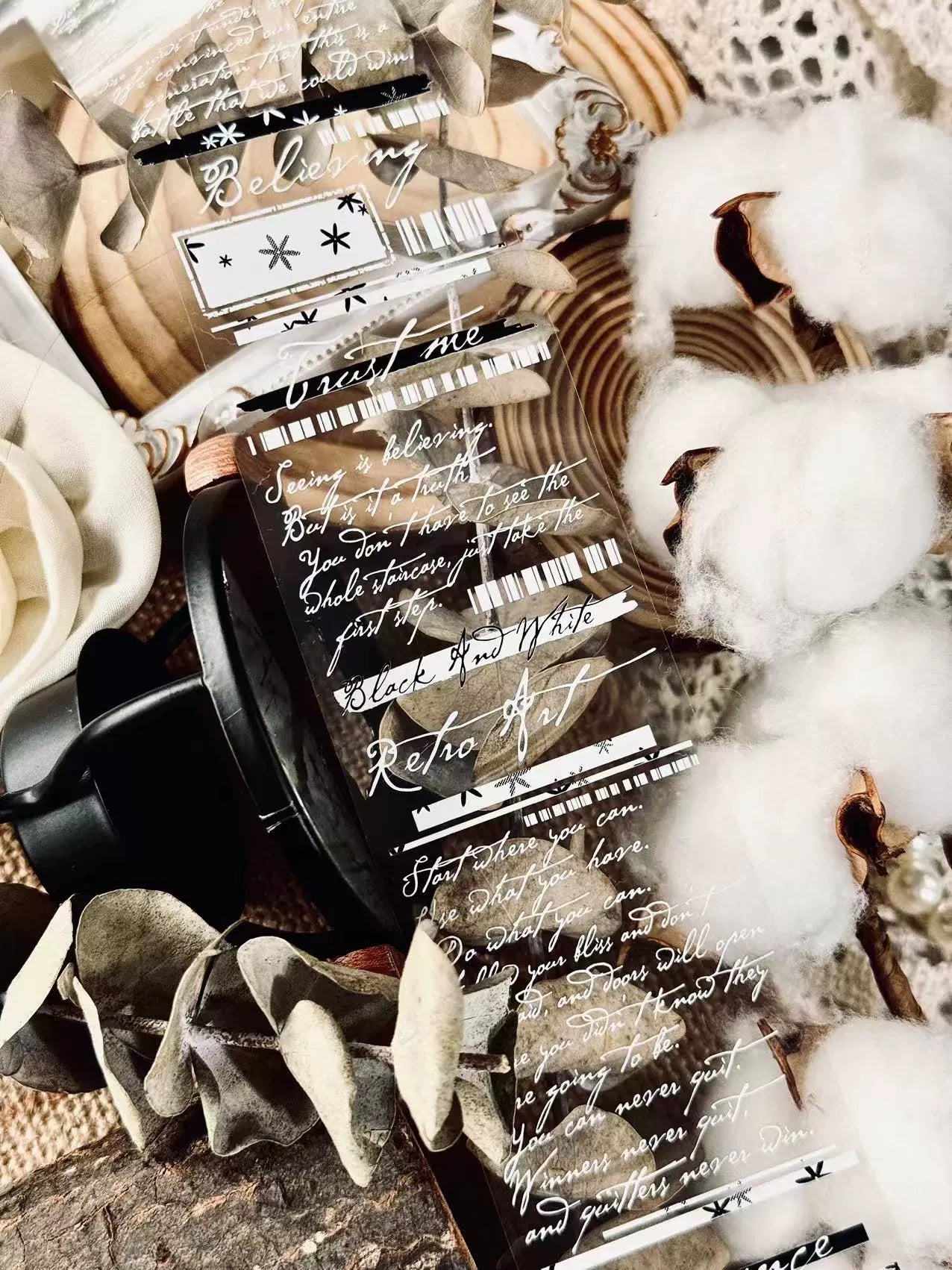 Linlanxi【 Romantic Quotes】Original Design Text Washi/Pet Tape Sticker, 5-meter-long Loop Roll