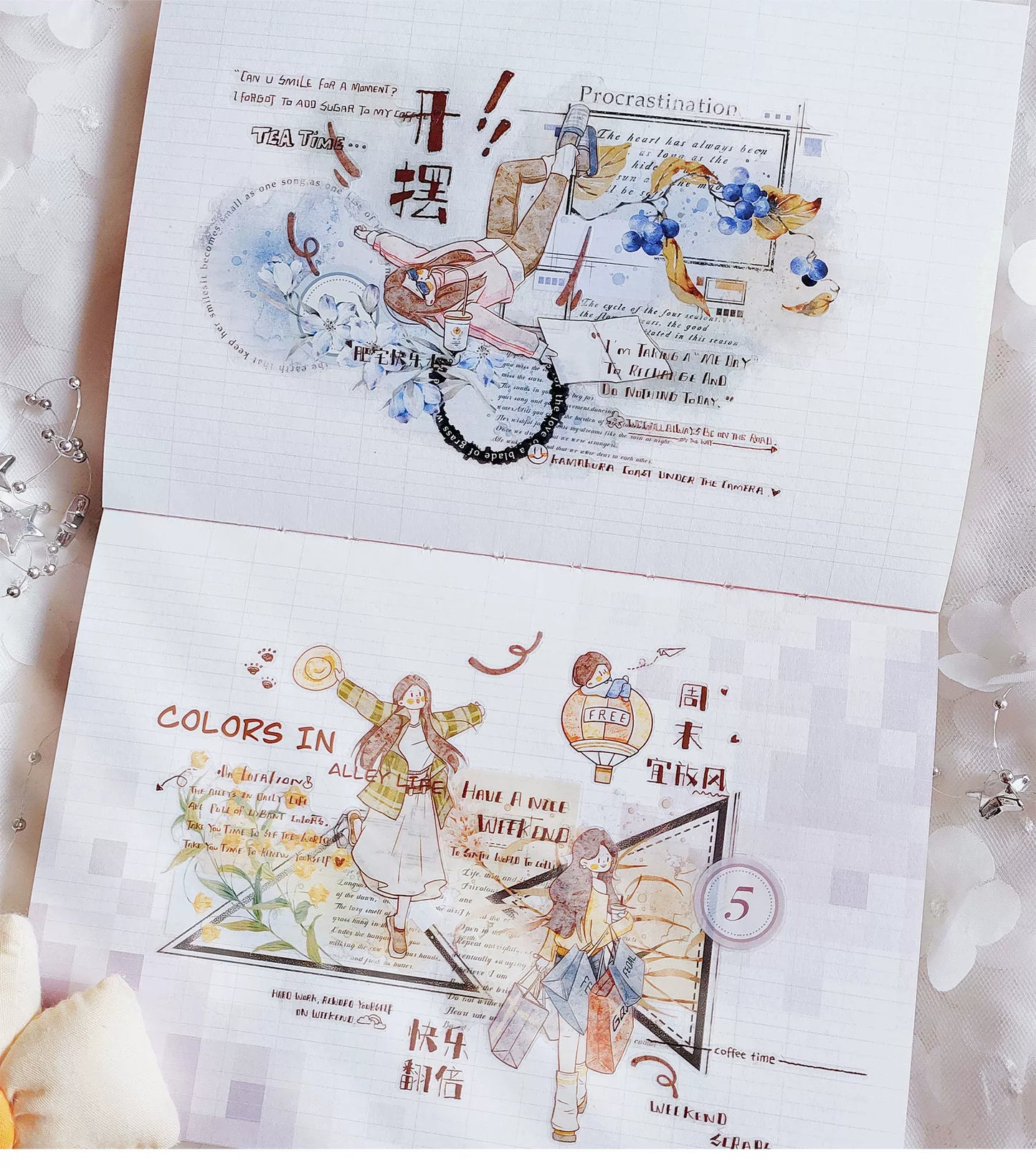 XingXing Vol6【Notes on Old Dreams】 Pre-cut Light Retro Base Background Washi/PET Tape