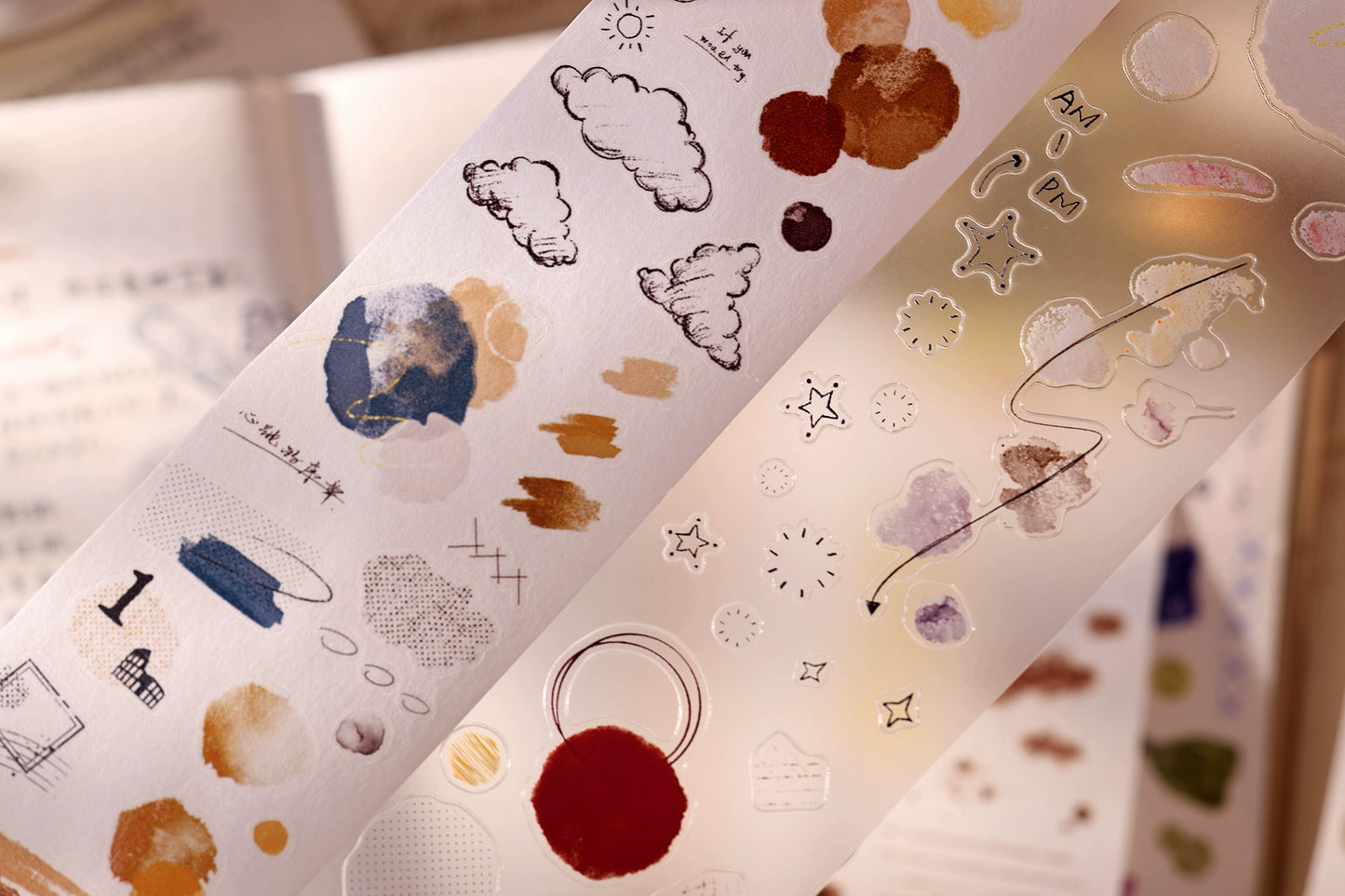 XiaoBaiJia Minimalist Style【Small Decoration】Light Retro Orginal Design Washi Pet Tape Landscape Stickers