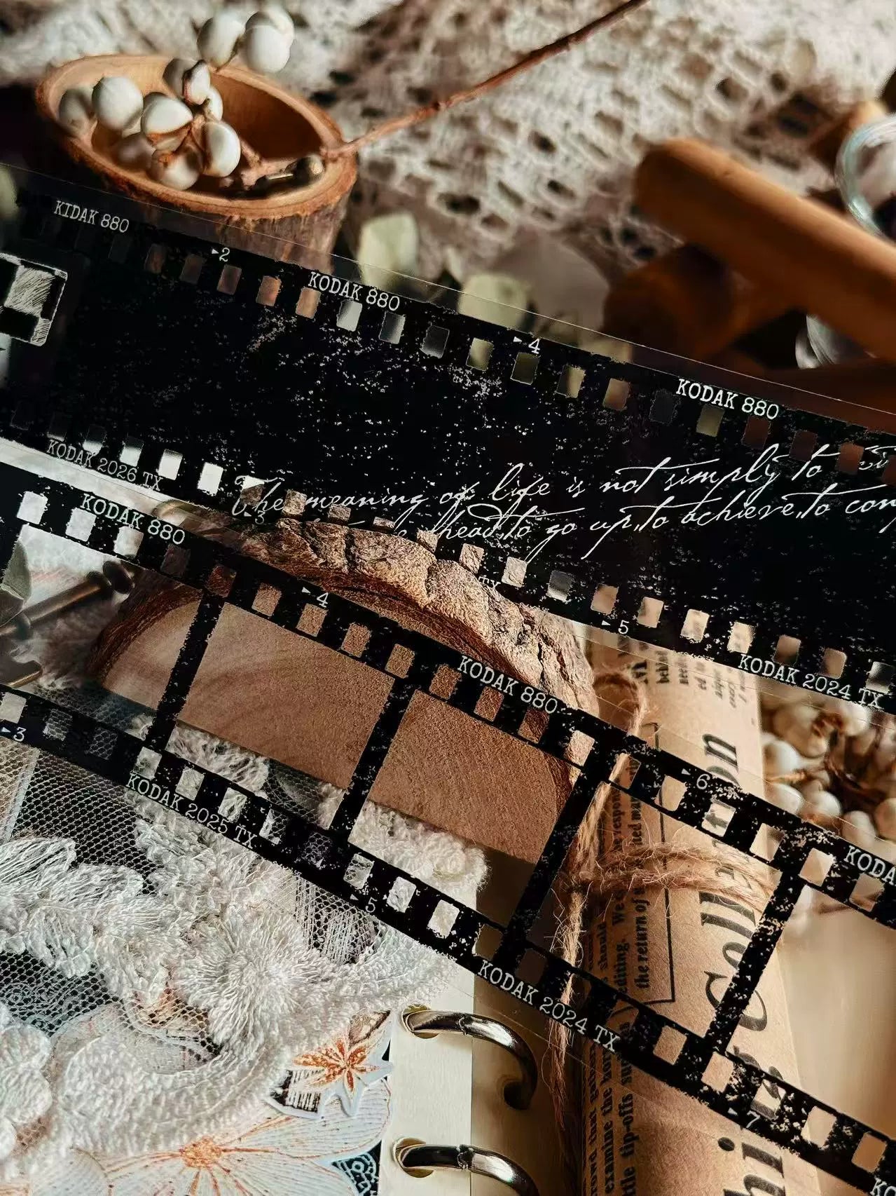 Linlanxi【Memories of Time】Original Washi/Pet Tape New Retro Life Old Film Series Decorative Tape Long Loop Full Roll