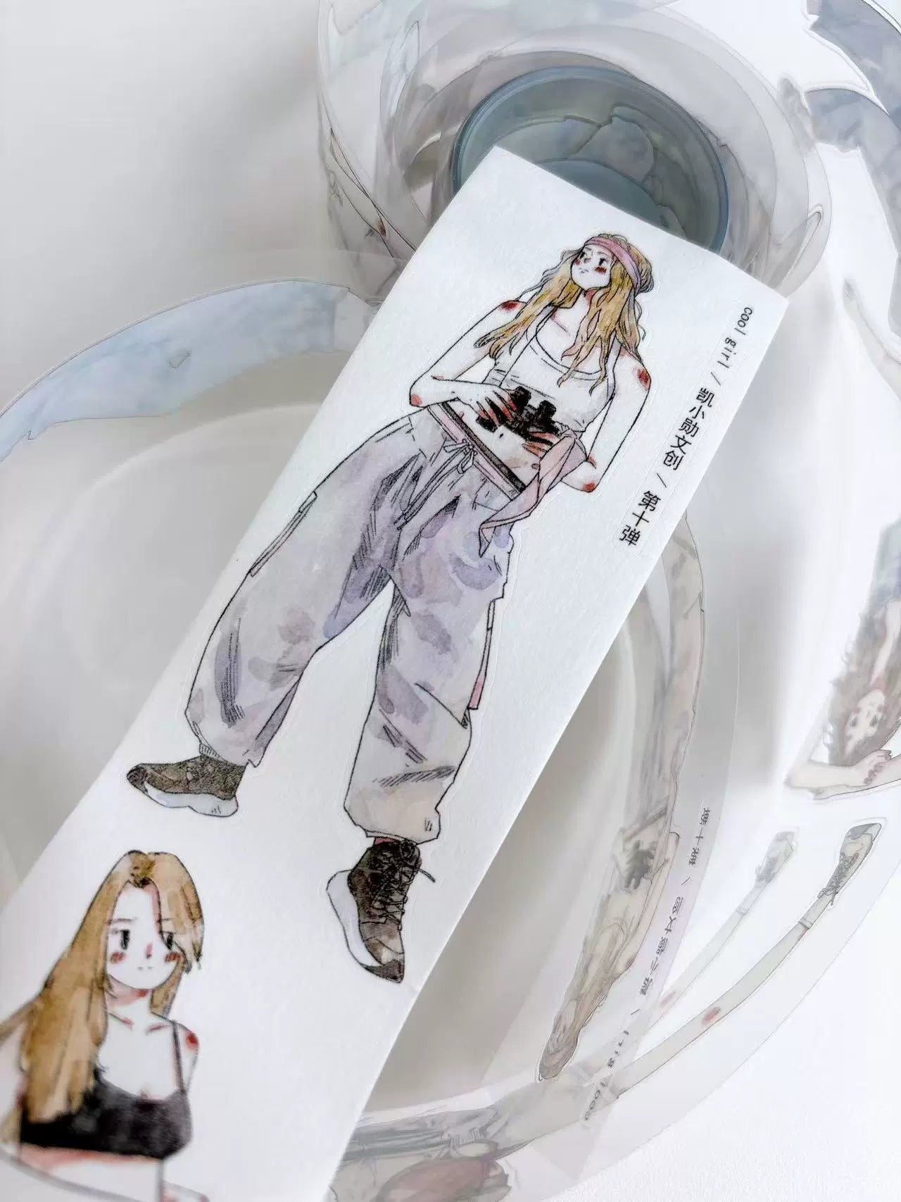 Kaixiaoxun Vol10 【Cool Girl】 Pre-Cut Long Loop Washi/Matte PET Tape for Scrapbook Supplies,Junk Journal Supplies
