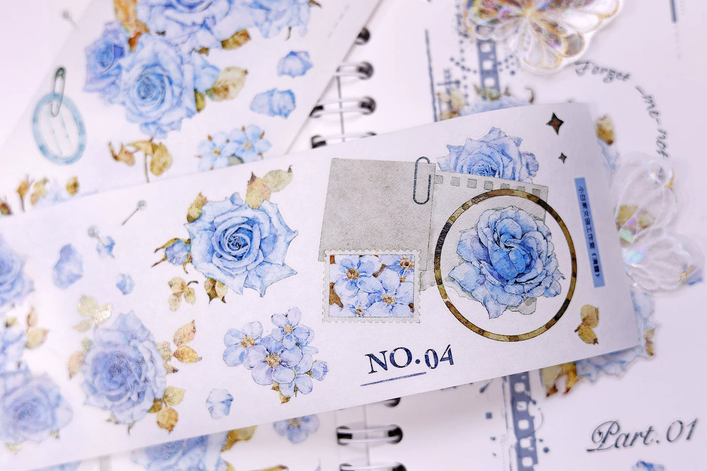 XiaoBaiJia Salt Series【Clear Dew】Pre-cut Orginal Design Floral Washi/Pet Tape Light Retro Stickers