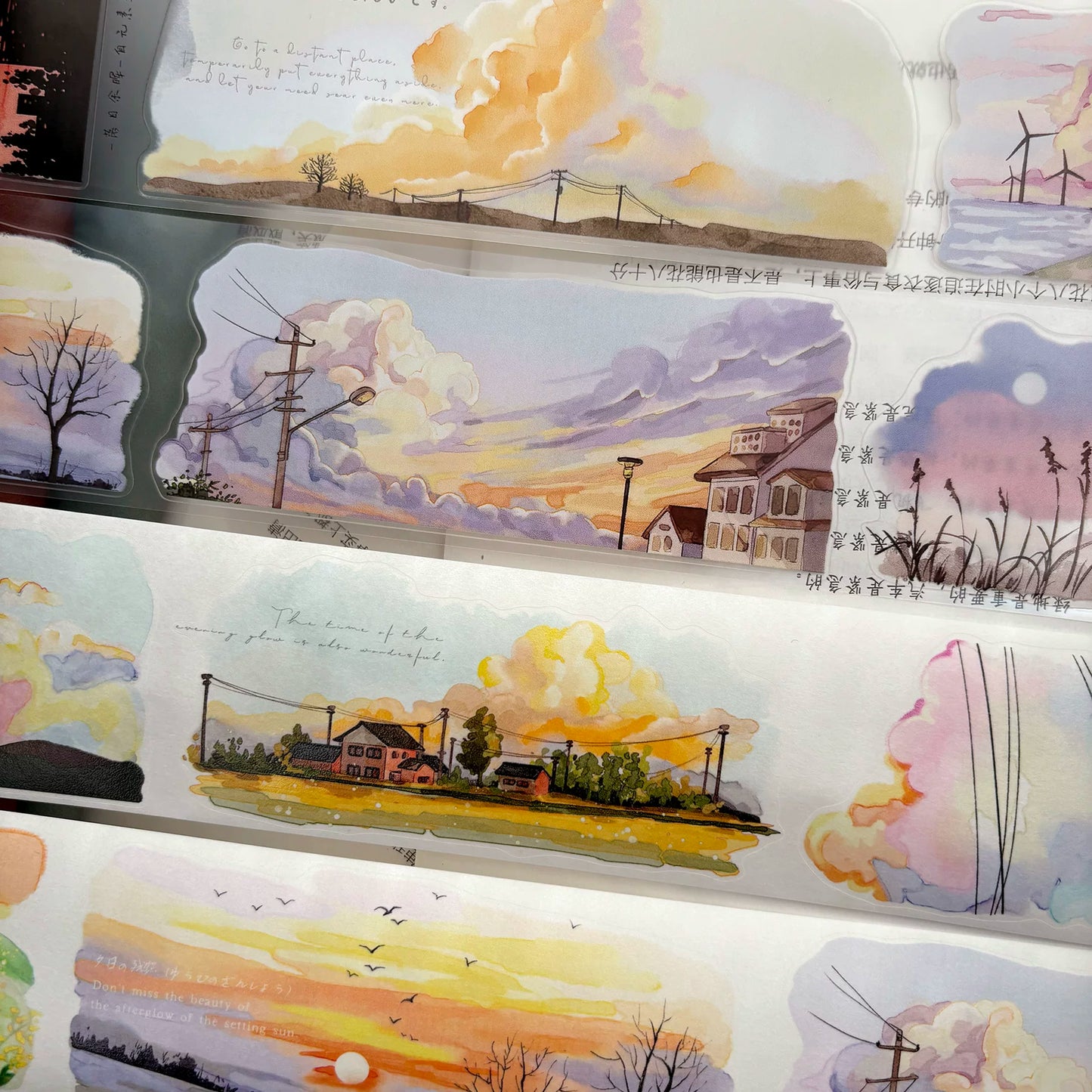 ZiYuanSu【Sunset Glow】Background Sunset Scene Pre-cut Washi/PET Tape