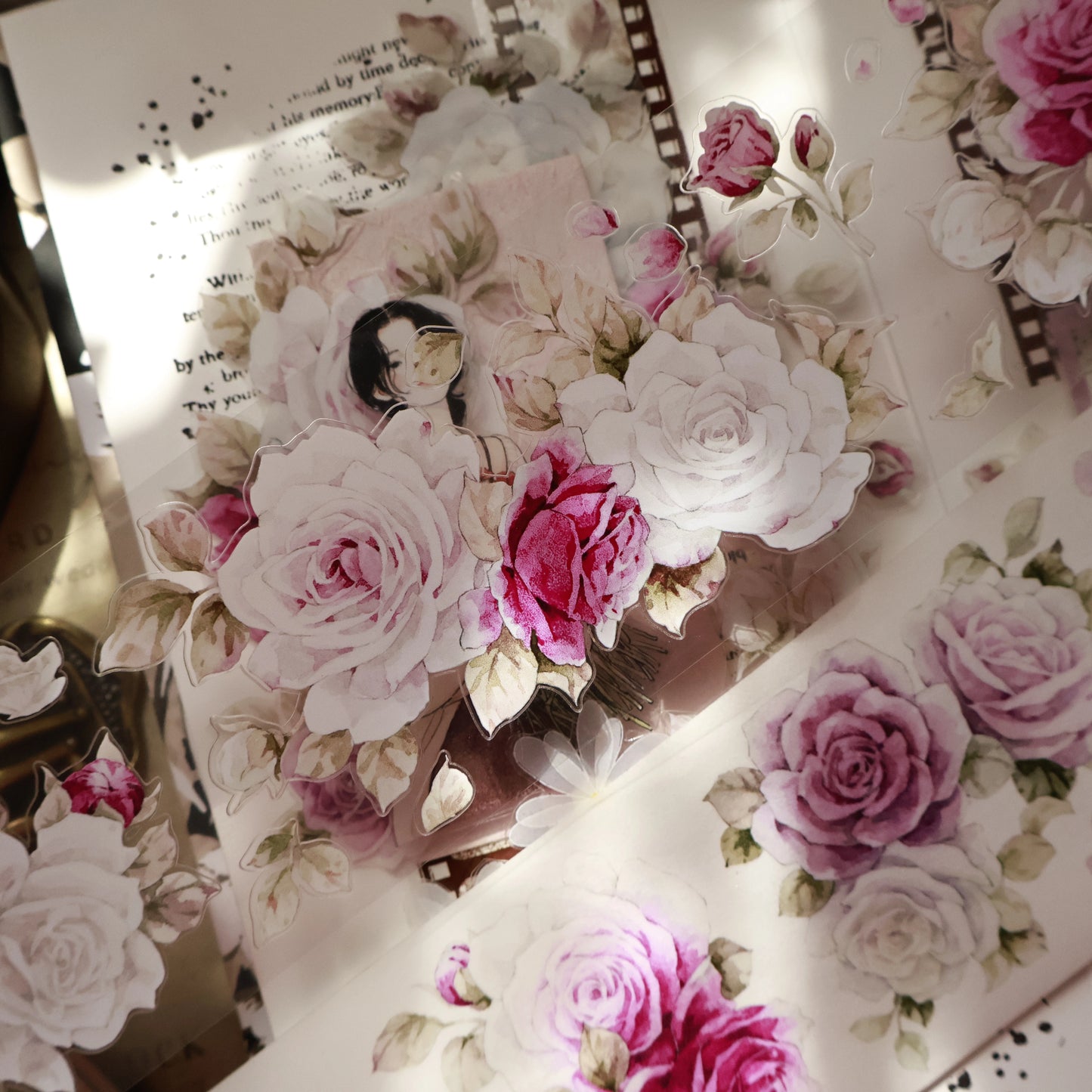 YiEr Vol15【Starry Purple】Orginal Design Pre-cut Washi/Pet Floral Tape Light Retro Landscaping Stickers