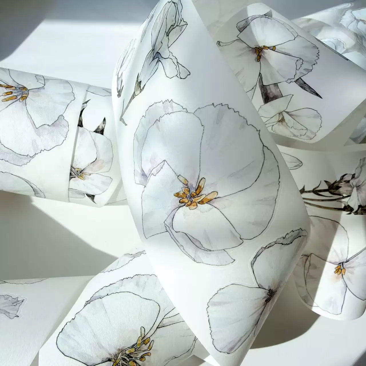 Kaixiaoxun Vol12【Plain White】 Pre-Cut Long Loop Washi/Matte PET Tape for Scrapbook Supplies,Junk Journal Supplies