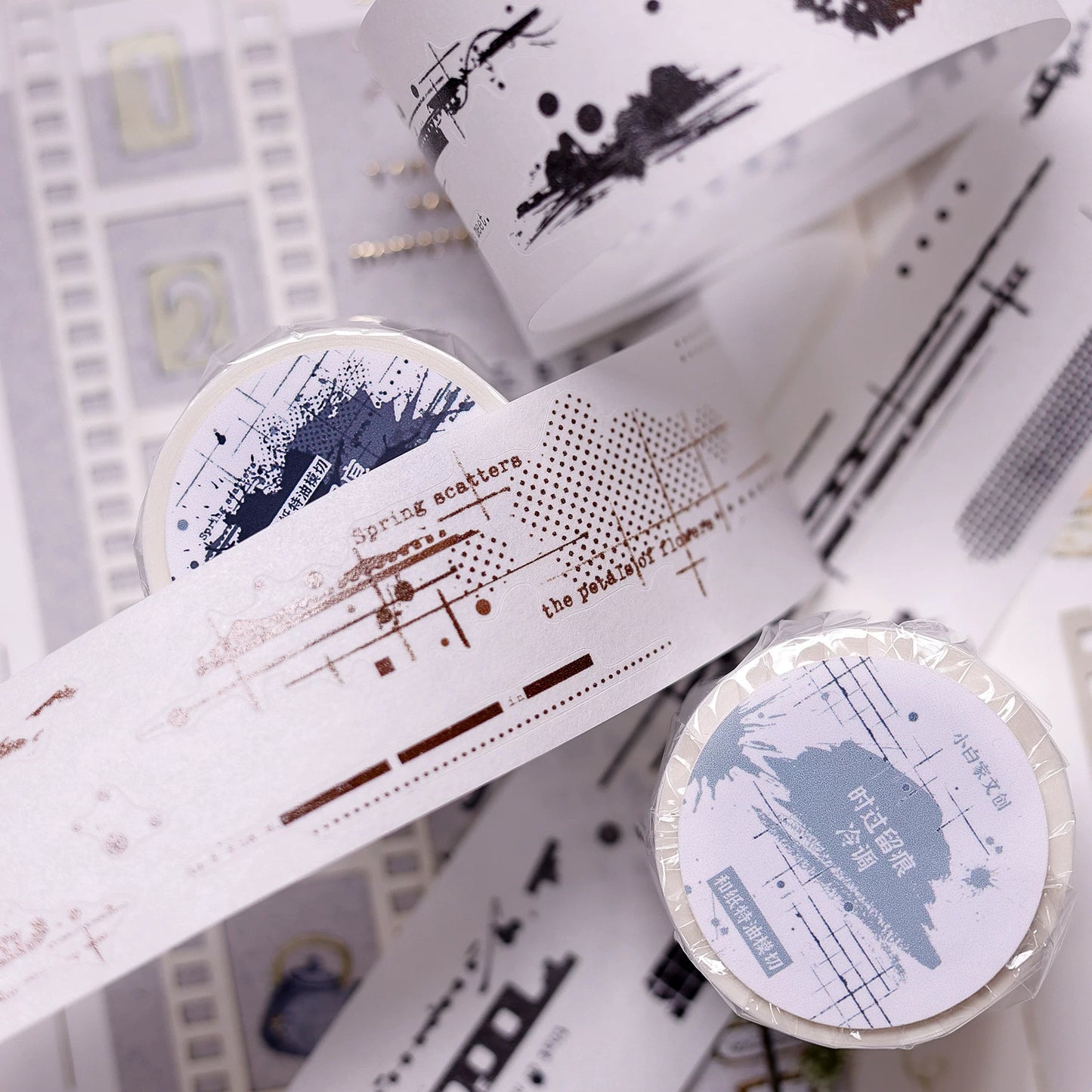 XiaoBaiJia Salt Series【Time Passes and Leaves Traces】Pre-cut Orginal Design Backgroud Washi/Pet Tape Light Retro Stickers