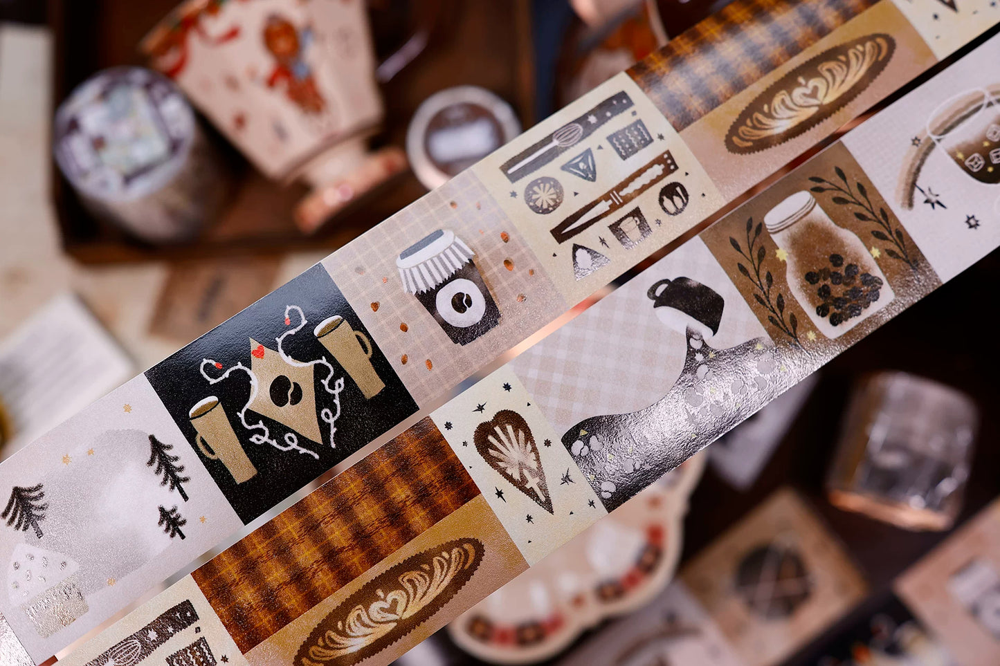 XiaoBaiJia Salt Series【Caffeine-Related Code Words】Pre-cut Orginal Design Vintage Coffee Washi/Pet Tape Light Retro Stickers
