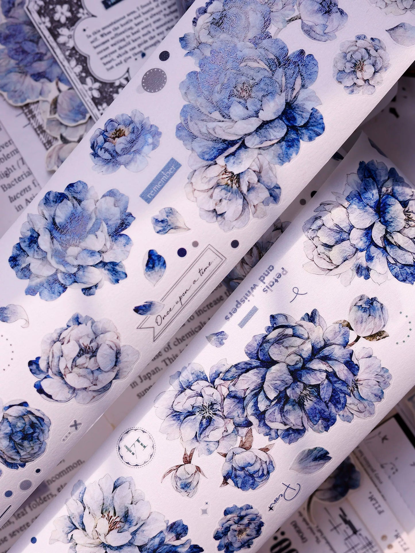 XiaoBaiJia Salt Series【Blue Mirror】Orginal Design Kiss-cut Washi/Pet Floral Tape Light Retro Landscaping Stickers