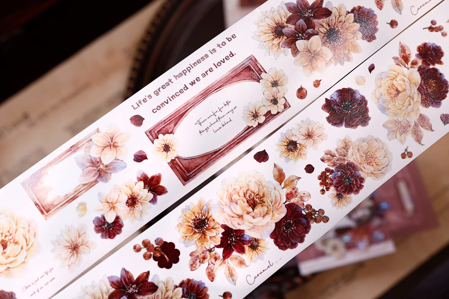 XiaoBaiJia【Peony Shadow Flower Description】Pre-cut Floral Orginal Design Washi Pet Tape Light Retro Stickers