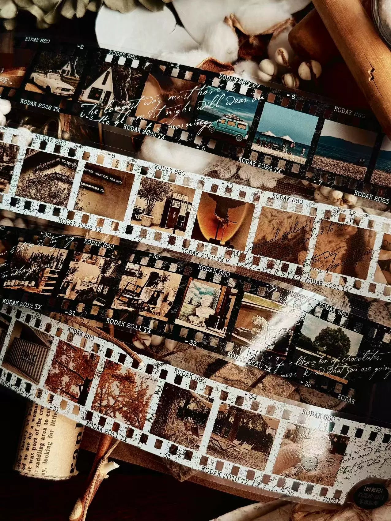 Linlanxi【Memories of Time】Original Washi/Pet Tape New Retro Life Old Film Series Decorative Tape Long Loop Full Roll