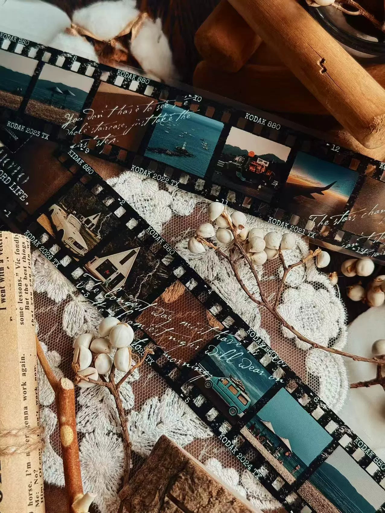 Linlanxi【Memories of Time】Original Washi/Pet Tape New Retro Life Old Film Series Decorative Tape Long Loop Full Roll