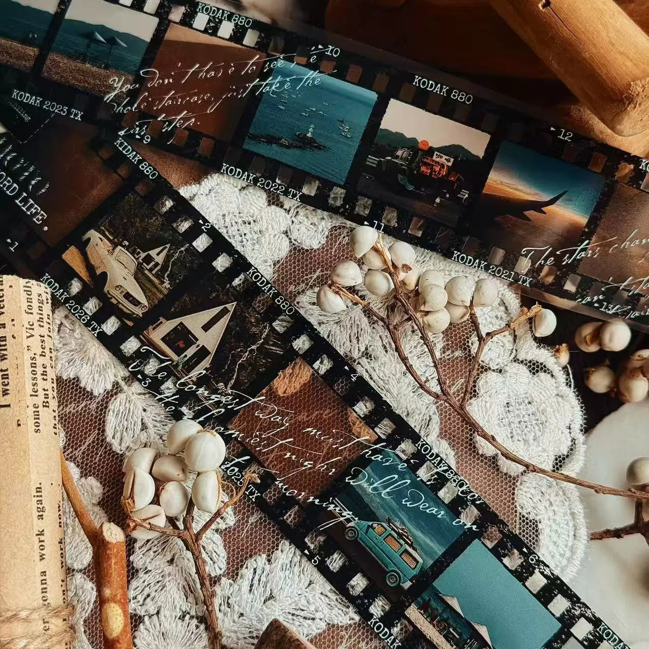 Linlanxi【Memories of Time】Original Washi/Pet Tape New Retro Life Old Film Series Decorative Tape Long Loop Full Roll