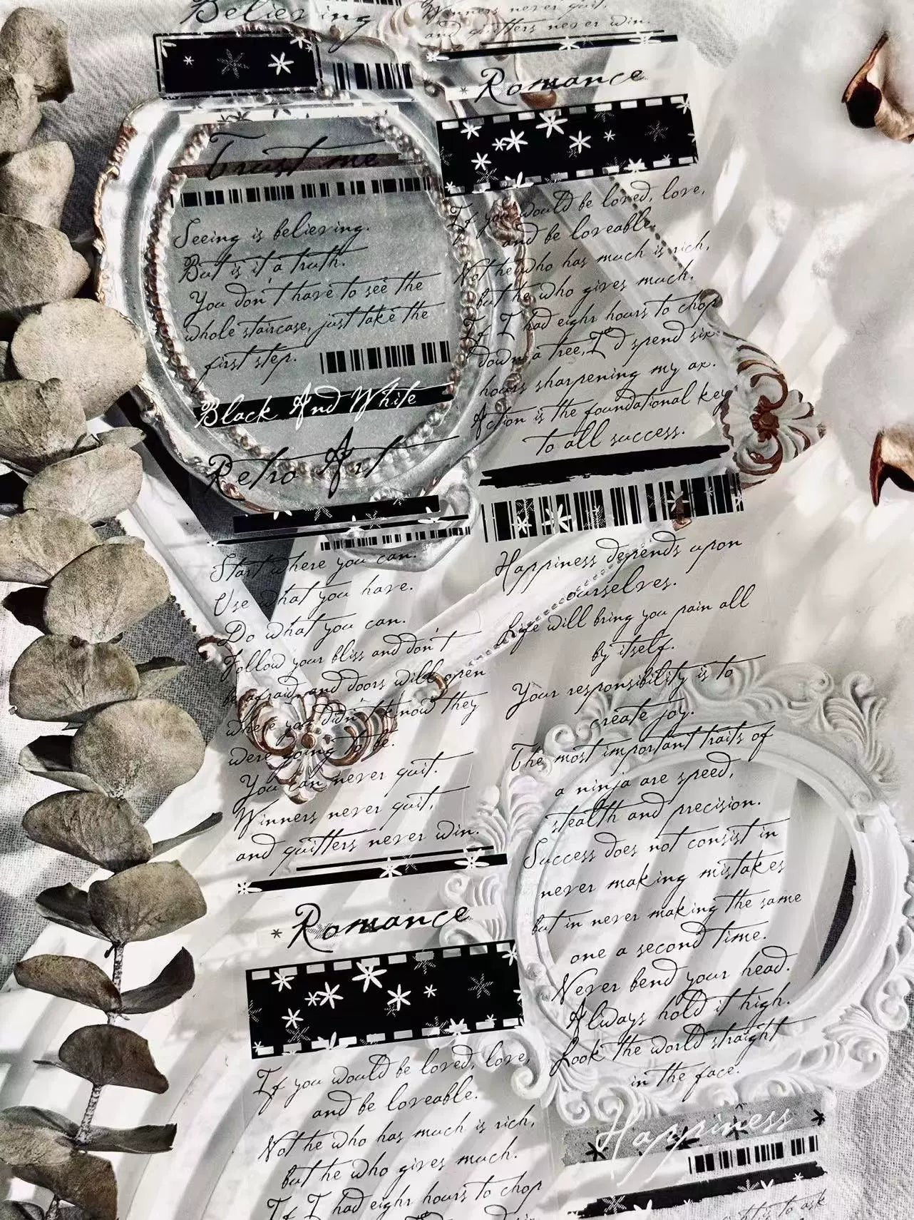 Linlanxi【 Romantic Quotes】Original Design Text Washi/Pet Tape Sticker, 5-meter-long Loop Roll