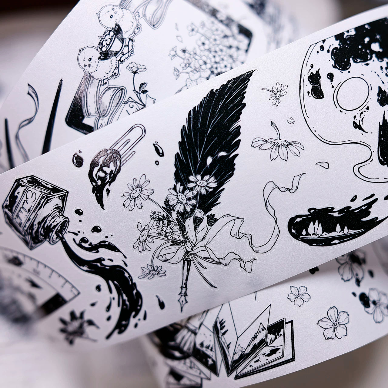 XiaoBaiJia Salt Series【Black and White Art World】Pre-cut Orginal Design Washi/Pet Tape Light Retro Stickers