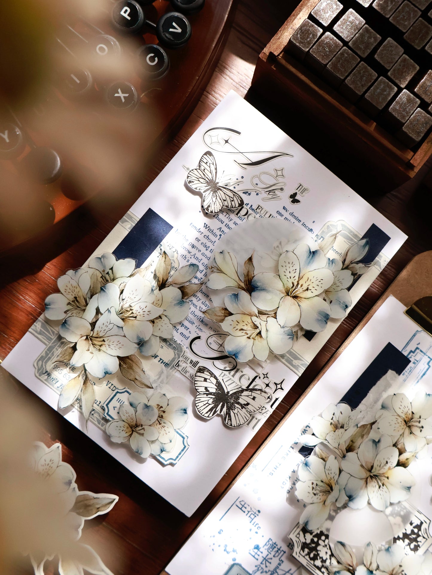 YiEr Vol15【Blue Island Sixth Beginning】Orginal Design Pre-cut Washi/Pet Floral Tape Light Retro Landscaping Stickers