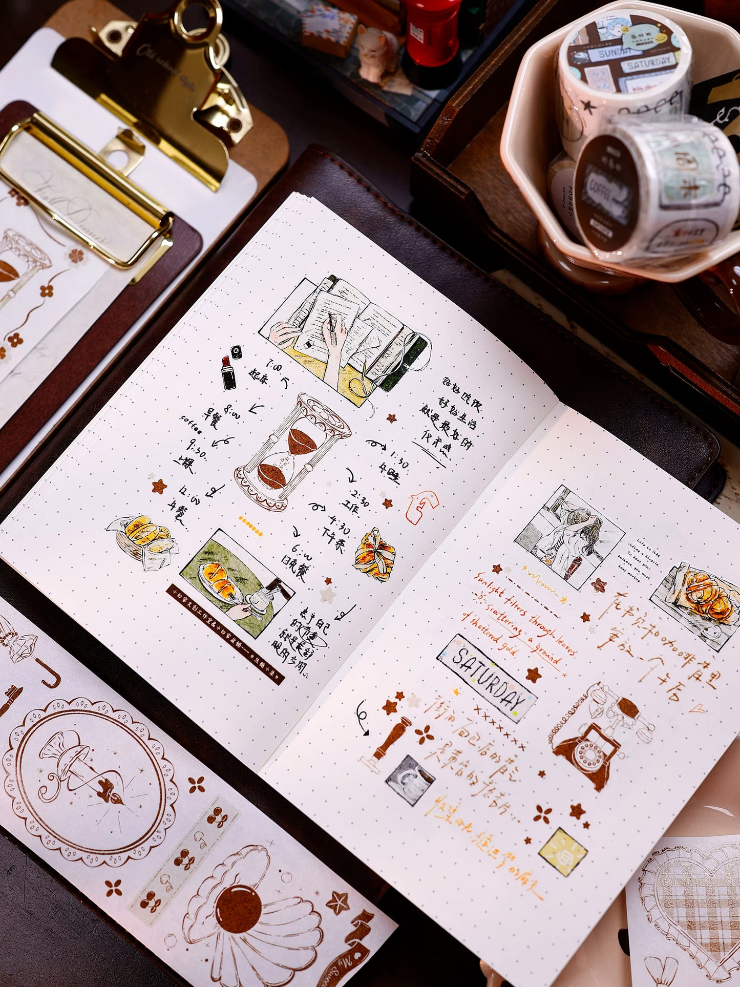 XiaoBaiJia Salt Series【Caramel Collection】Pre-cut Orginal Design Vintage Small Decorative Frame Washi/Pet Tape Light Retro Stickers