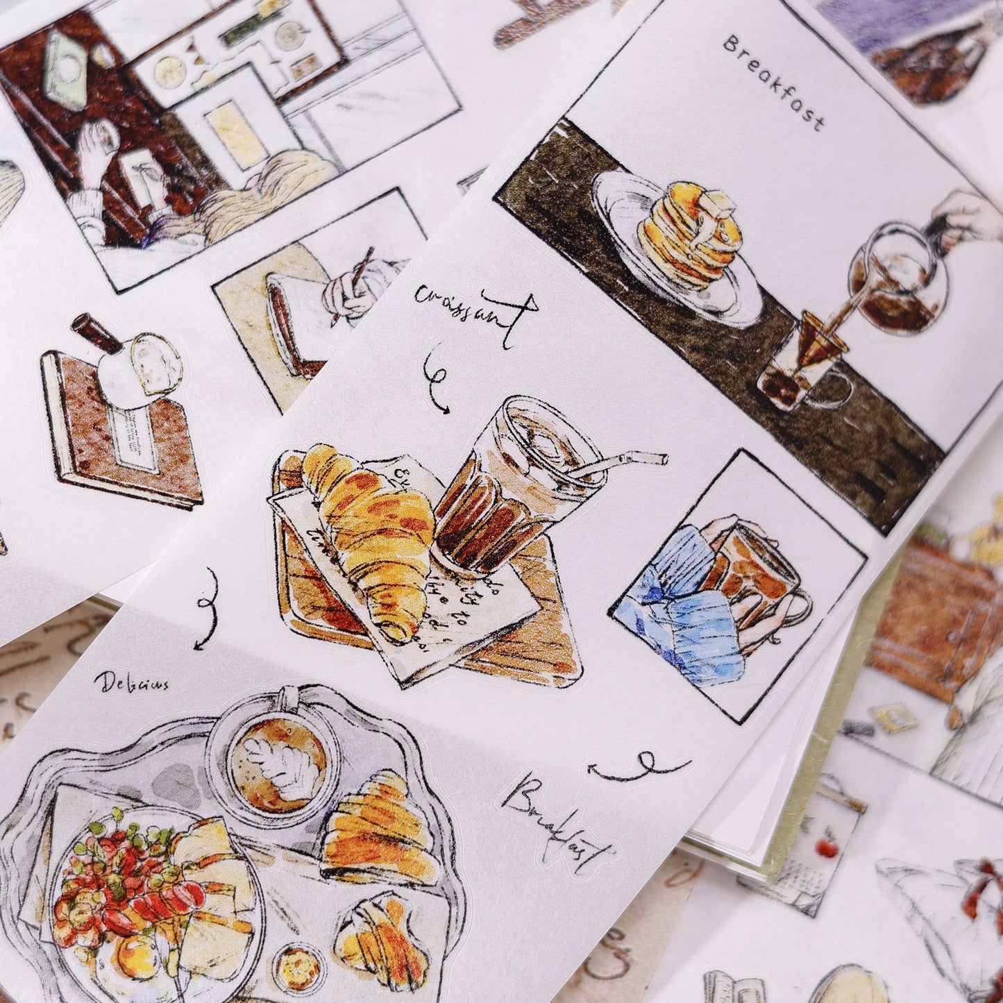 XiaoBaiJia Salt Series【Life Scroll】Pre-cut Orginal Design Washi/Pet Tape Light Retro Stickers