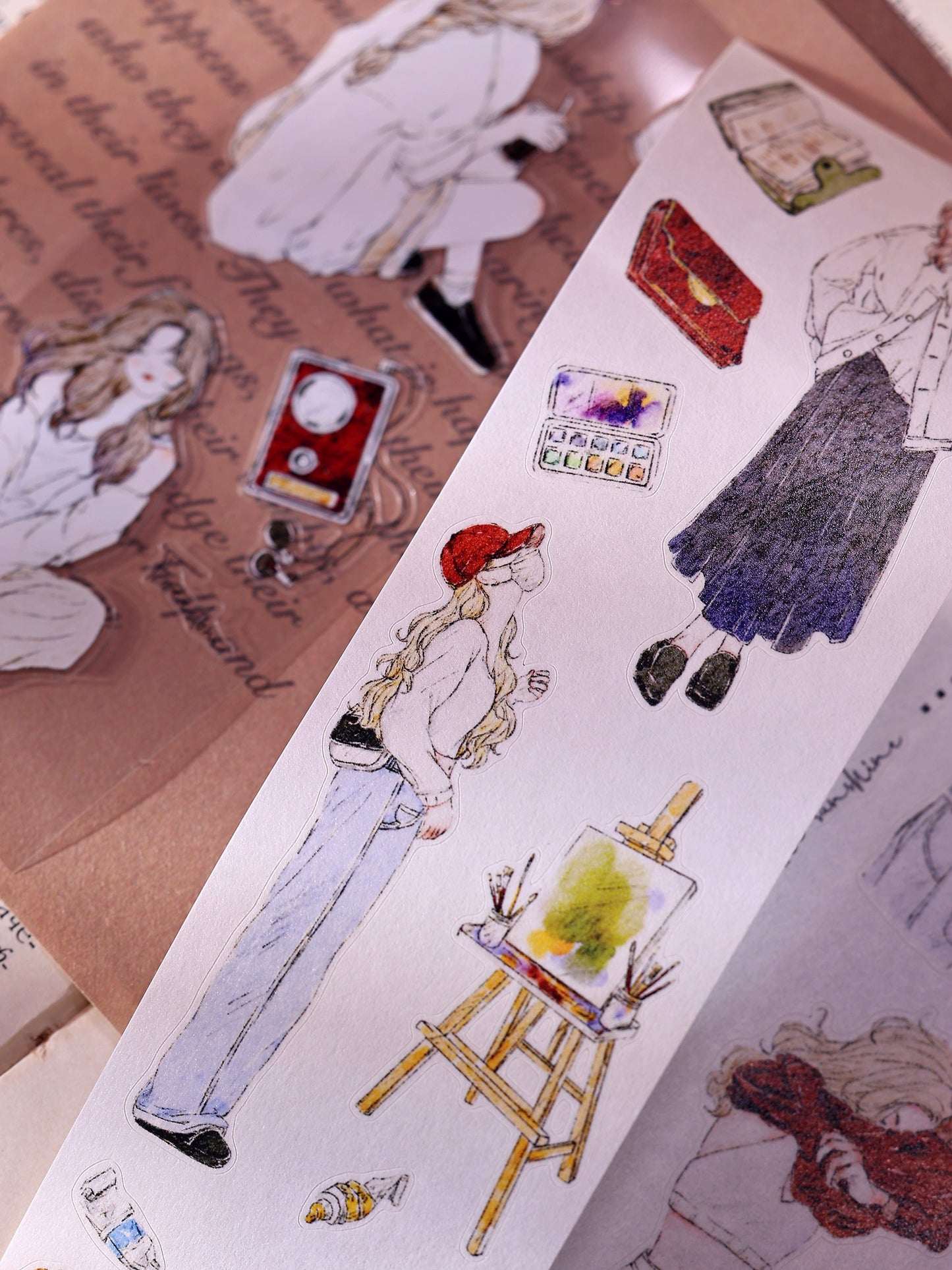 XiaoBaiJia Minimalist Style【Free Wind】Light Retro Orginal Design Washi Pet Tape Landscape Stickers