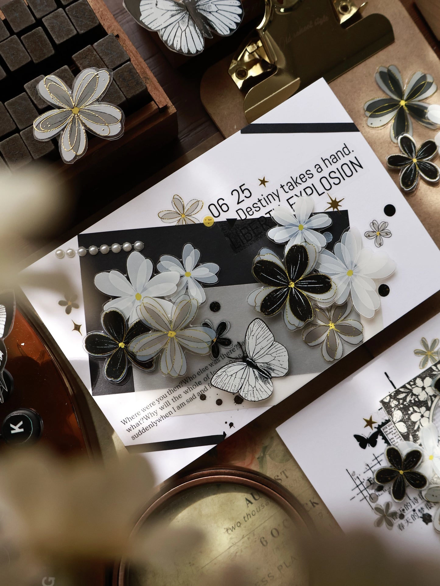 YiEr Vol15【Butterfly Habitat】Orginal Design Pre-cut Washi/Pet Floral Tape Light Retro Landscaping Stickers