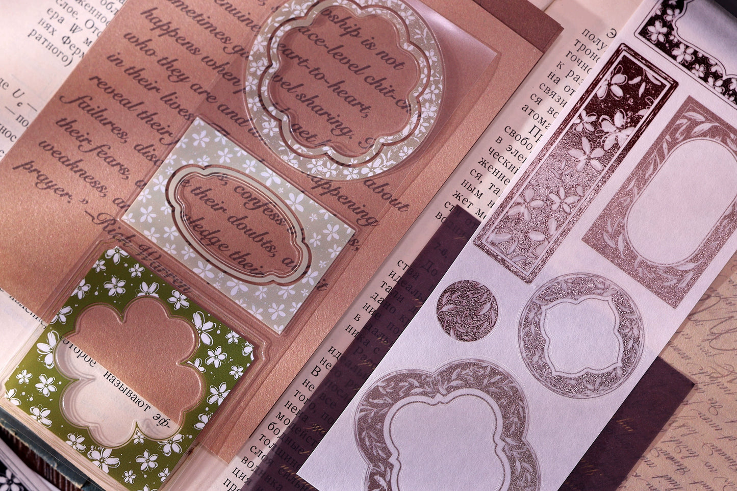 XiaoBaiJia【Flower Frame】Light Retro Orginal Design Washi Pet Tape Landscape Stickers