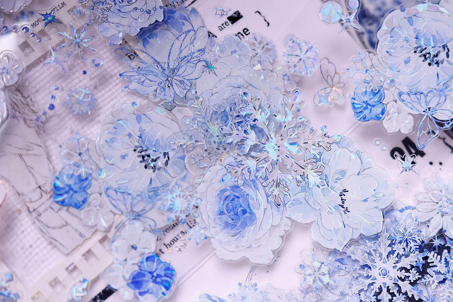 XiaoBaiJia Salt Series【Yingxue Blue】Orginal Design Kiss-cut Washi/Pet Tape Light Retro Fresh Snowflakes Stickers