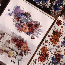 XiaoBaiJia【Twilight】Light Retro Orginal Design Washi Pet Floral Tape Light Retro Landscaping Stickers