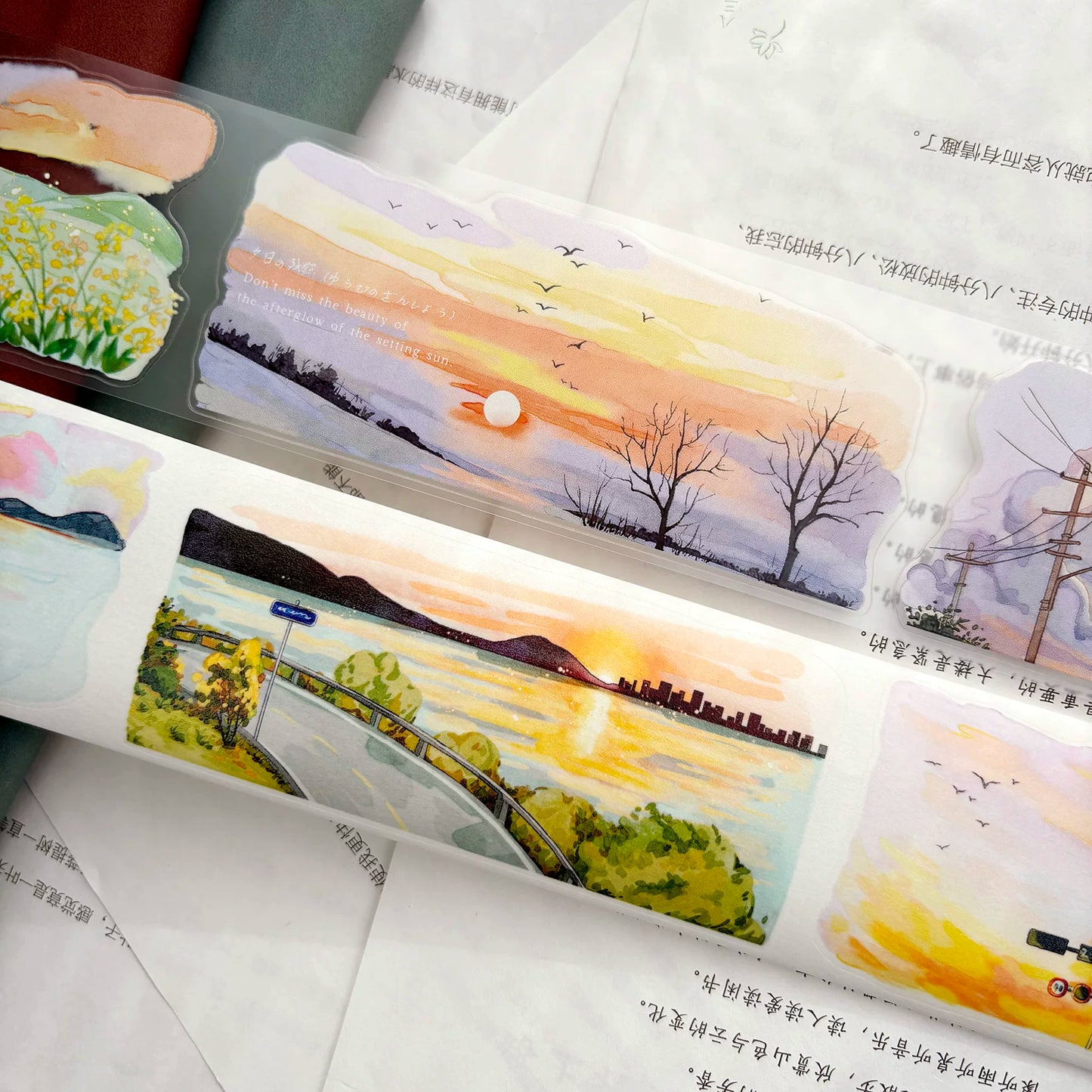 ZiYuanSu【Sunset Glow】Background Sunset Scene Pre-cut Washi/PET Tape