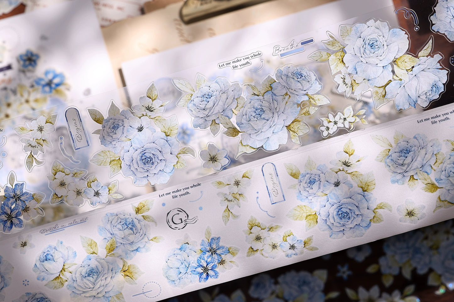 XiaoBaiJia【Jian Shi Blue】Light Retro Orginal Design Washi Pet Tape Landscape Stickers