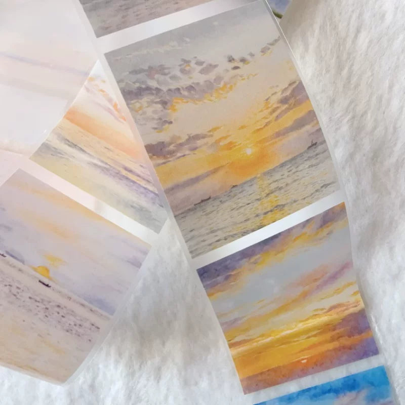 ZaoZao Vol3【Sky Color】Original Design Kiss-Cut Washi PET Tape Stickers,for Scrapbook Supplies,Journaling,Junk Journal,Bullet Journal,Planner Stickers