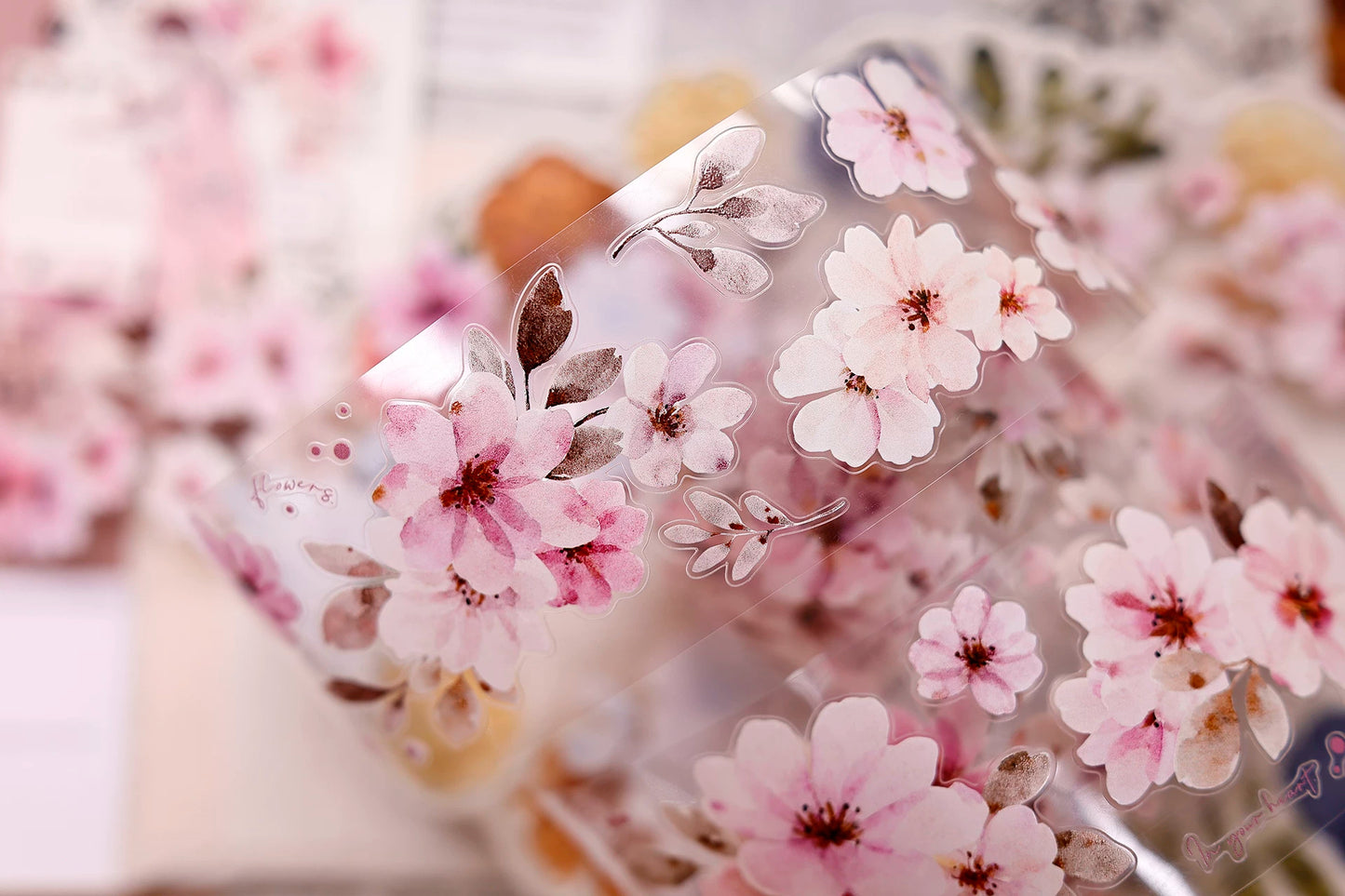 XiaoBaiJia Salt Series【Pink Mist Letter Paper】Pre-cut Orginal Design Washi/Pet Tape Light Retro Stickers