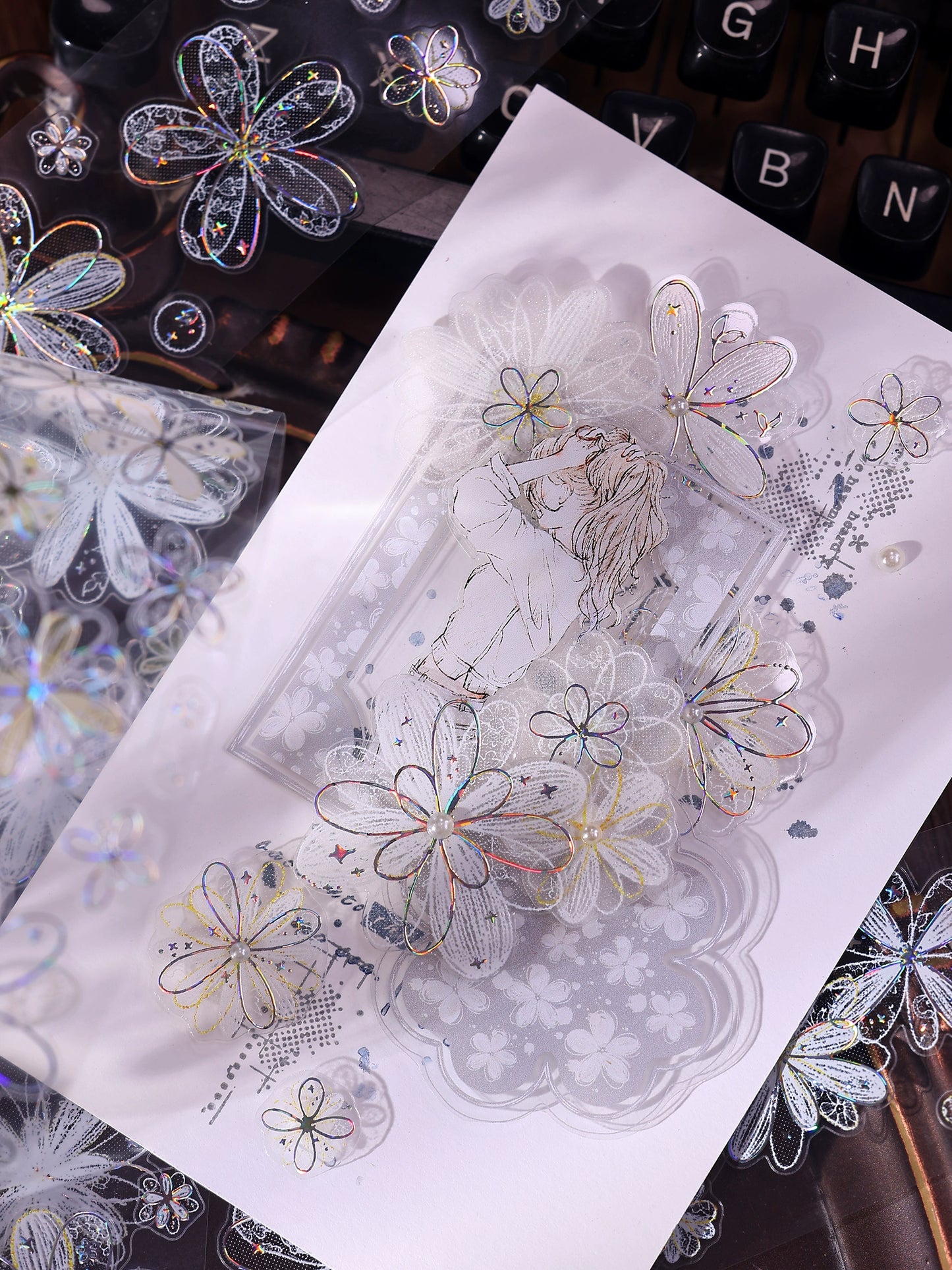 XiaoBaiJia【Cappuccino&White Dream Island】Light Retro Orginal Design Washi Pet Tape Landscape Stickers