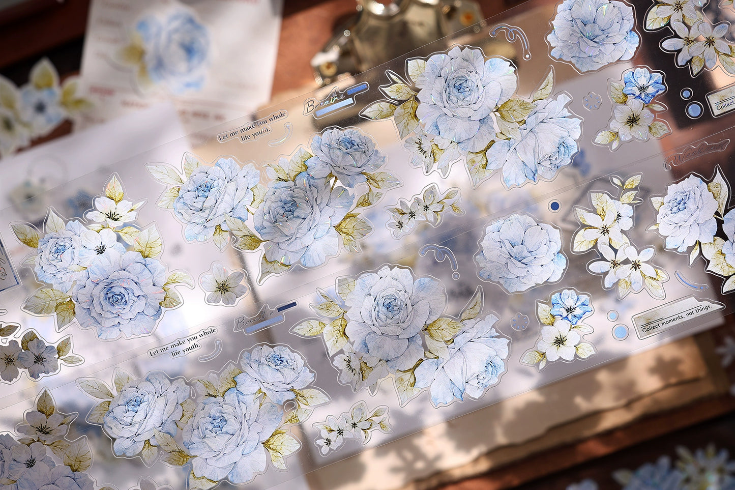 XiaoBaiJia【Jian Shi Blue】Light Retro Orginal Design Washi Pet Tape Landscape Stickers