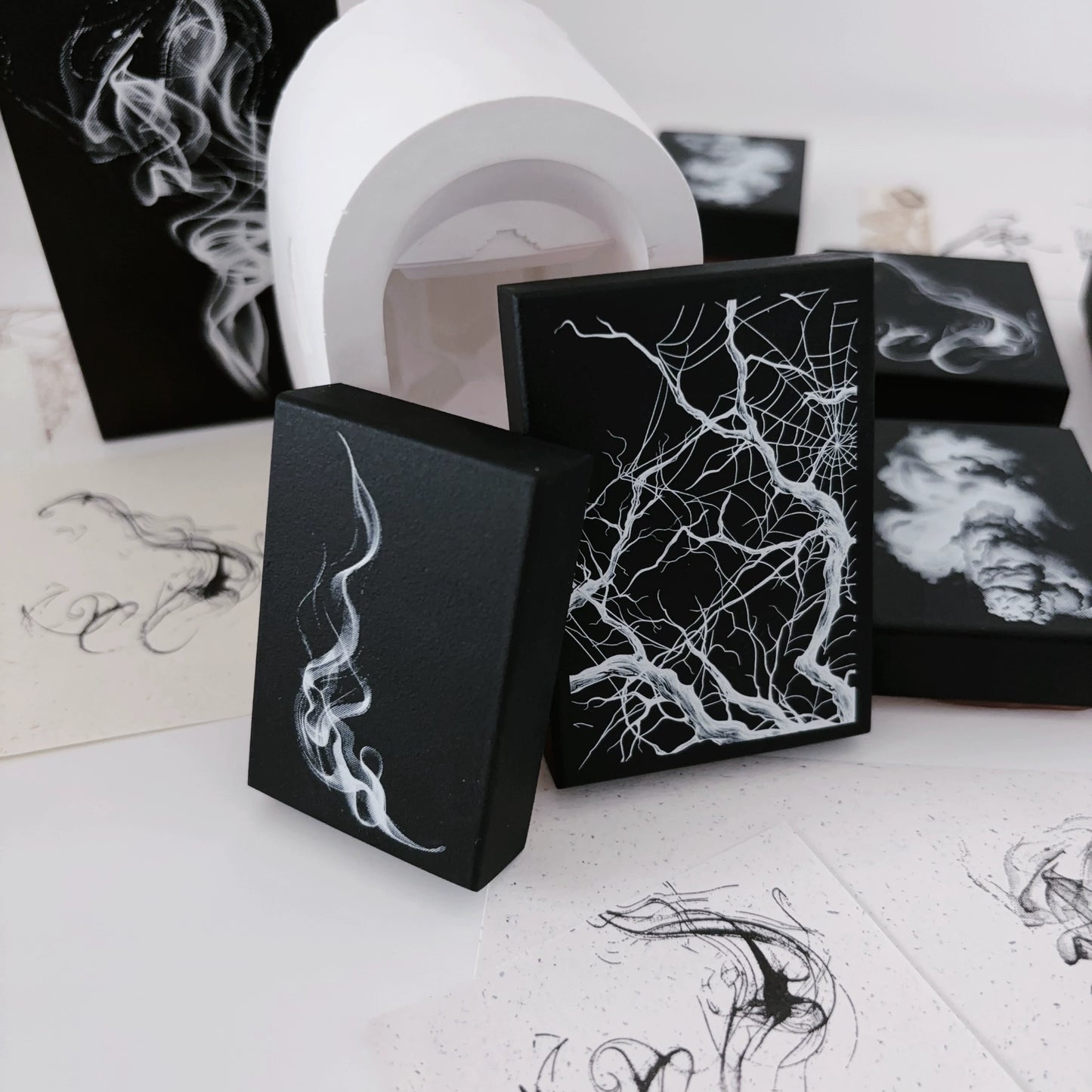 Simple Washi Tape【Unique-Cloud Smoke Stamp】Mist Shadow Wire Mesh Tree Advanced Versatile Background DIY