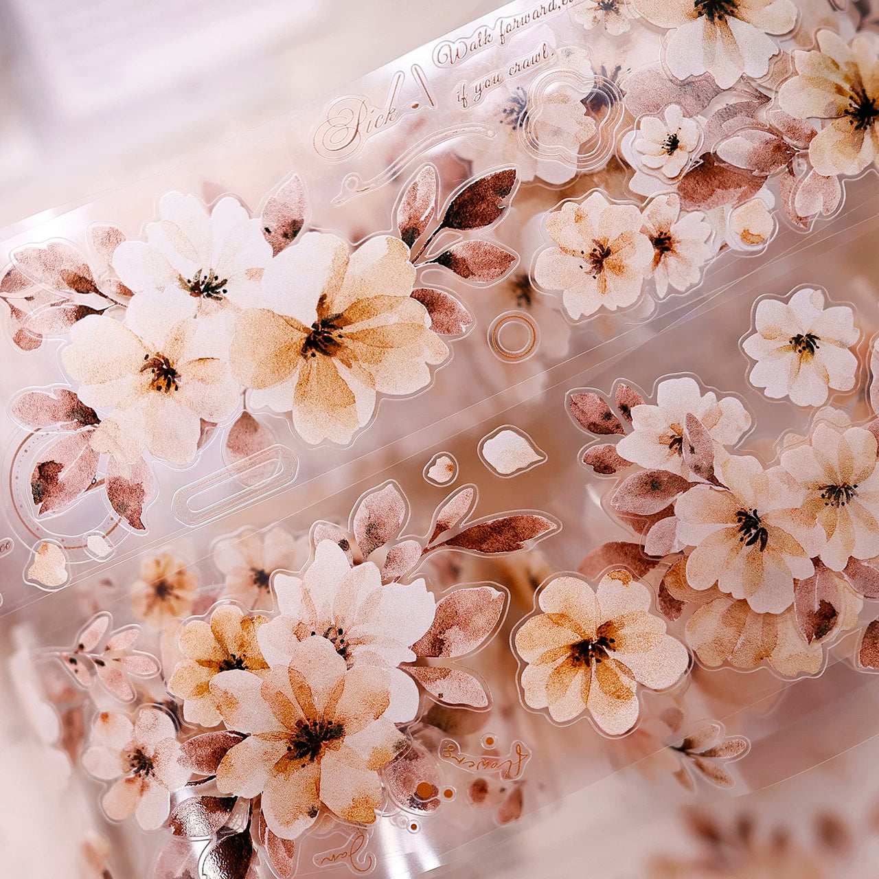 XiaoBaiJia Salt Series【Warm Yellow Fragrant Branches】Pre-cut Orginal Design Washi/Pet Tape Light Retro Stickers