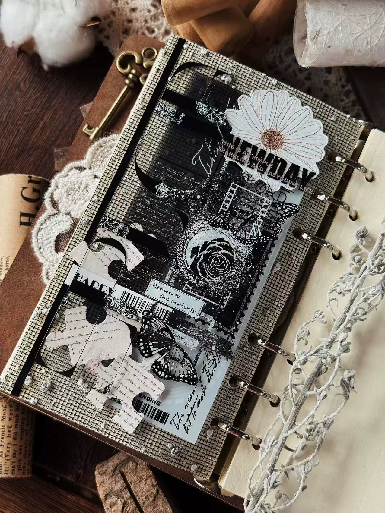 Linlanxi 【Residual Charm and Flowing Light】Original Pre-cut Washi/Pet Tape,New Fashion Retro Wider English Text