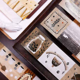 XiaoBaiJia Salt Series【Caffeine-Related Code Words】Pre-cut Orginal Design Vintage Coffee Washi/Pet Tape Light Retro Stickers